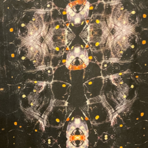 Theyshen’s Theory Beasy Printed Long Sleeve Silk Tunic Blouse, Split Neck, Sz S - Picture 10 of 12